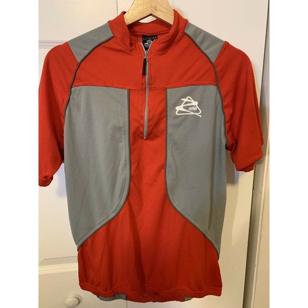 Zerie Cycling Jersey Bicycle SZ Large Red Gray - Picture 1 of 7
